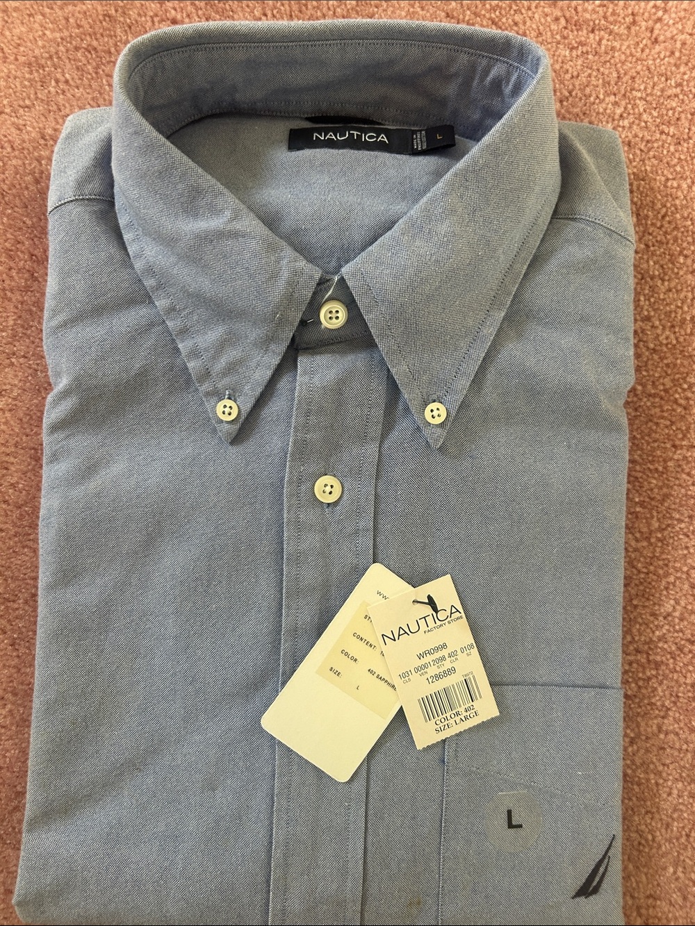 Nautica Men's Light Blue Button-Down Oxford Shirt